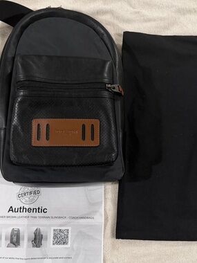 Coach Moto Mini Black F56877 Leather Backpack Sling Bag